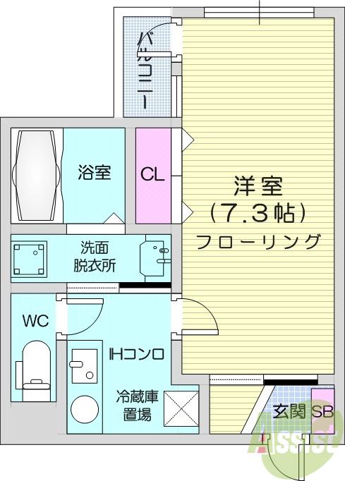 EXGRANDE長町1丁目(1K/1階)の間取り写真