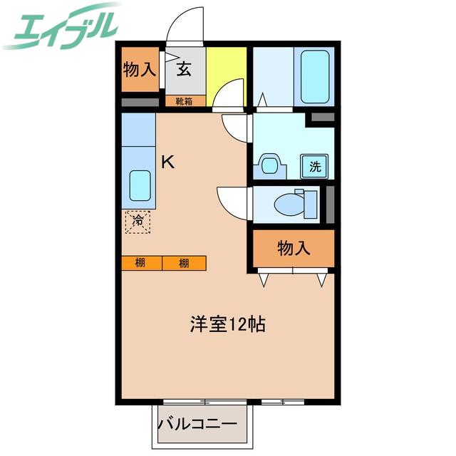 クレーネ(ワンルーム/2階)の間取り写真