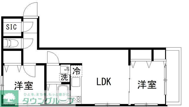 カルディア中央(2LDK/5階)の間取り写真