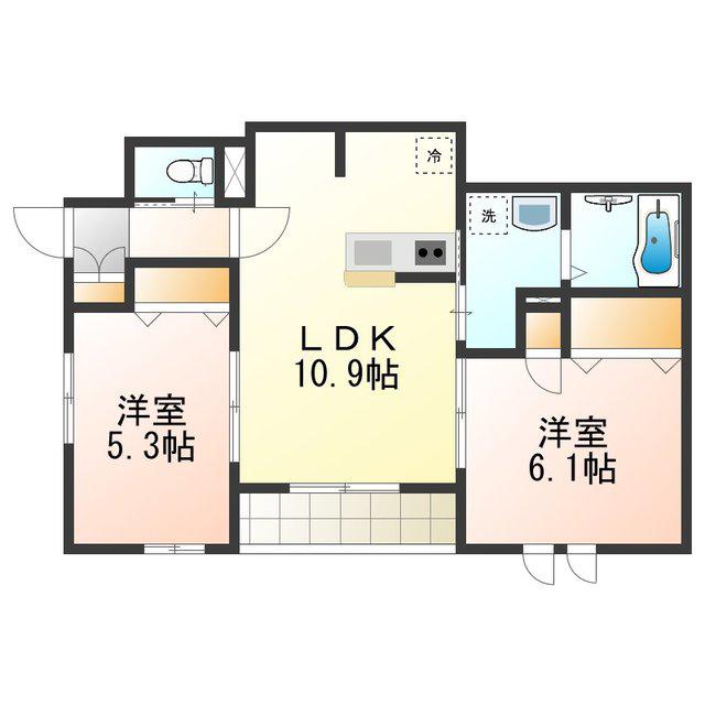 MAISON DE PLAISIR(2LDK/1階)の間取り写真