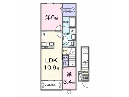 ファビオネスト駒沢(2LDK/2階)の間取り写真