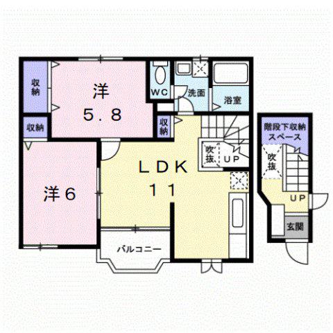 メゾンドーレIII(2LDK/2階)の間取り写真