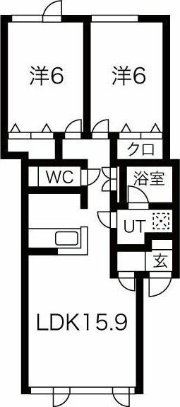 アムール4・3(2LDK/1階)の間取り写真