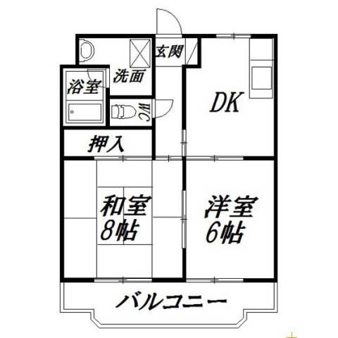 マンションカズ(2DK/4階)の間取り写真