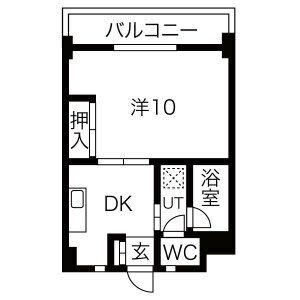 グリーンハイツ徳川(1DK/1階)の間取り写真
