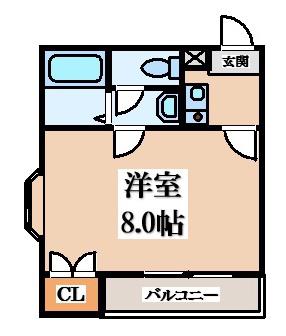 アーバンSライフA棟(1K/2階)の間取り写真
