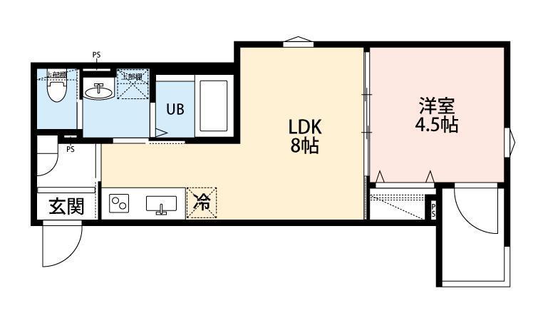 ROBOT HOME 六町III(1LDK/2階)の間取り写真