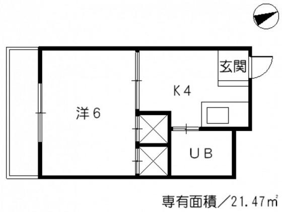 大須ハイツ(1K/3階)の間取り写真