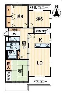 リベール栗林(3LDK/3階)の間取り写真