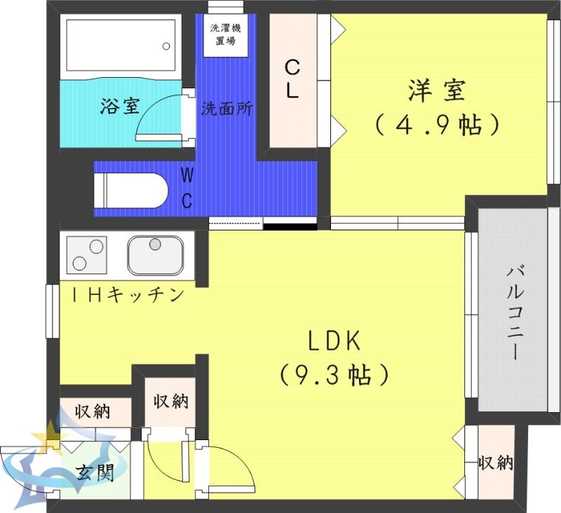 KS COURT(1LDK/3階)の間取り写真