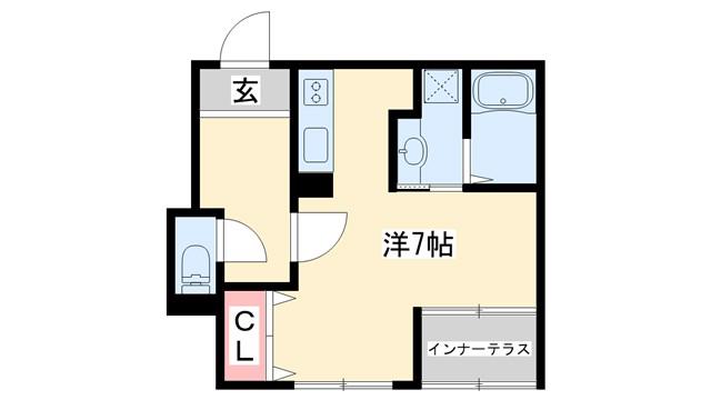 グローリアス(ワンルーム/1階)の間取り写真