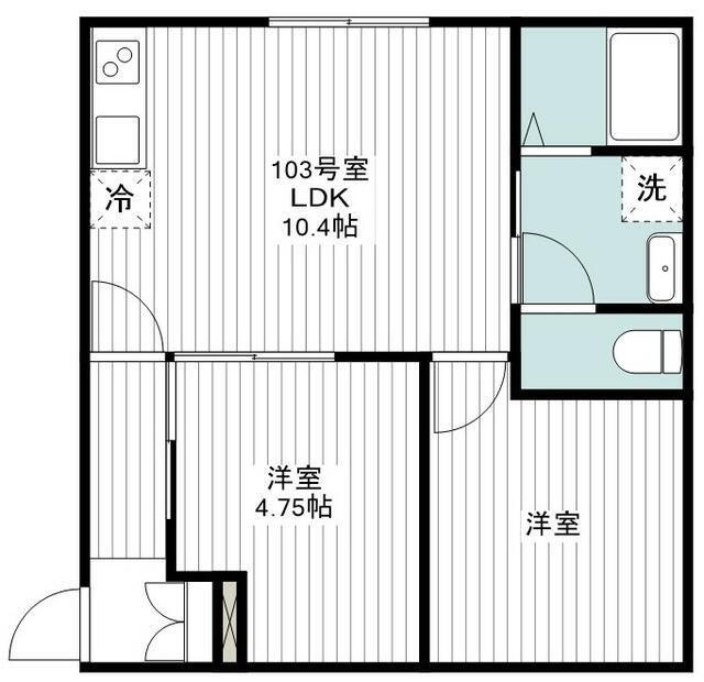 シュカ千川(2LDK/1階)の間取り写真