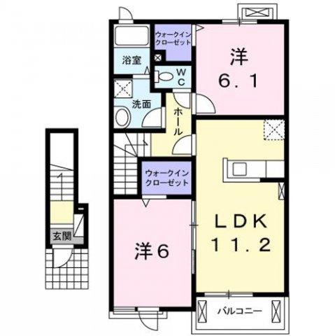 フェンテKIII(2LDK/2階)の間取り写真