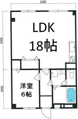 最戸町共同ビル(1LDK/6階)の間取り写真