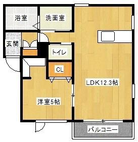 クレール五番館(1LDK/3階)の間取り写真