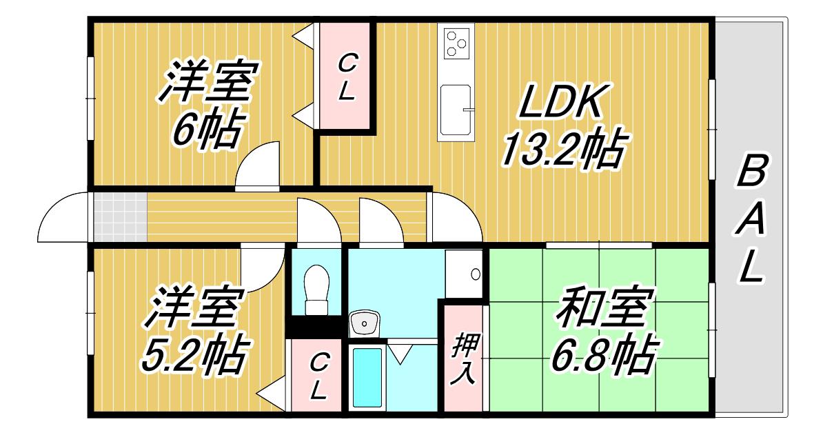 ミラドールF(3LDK/6階)の間取り写真