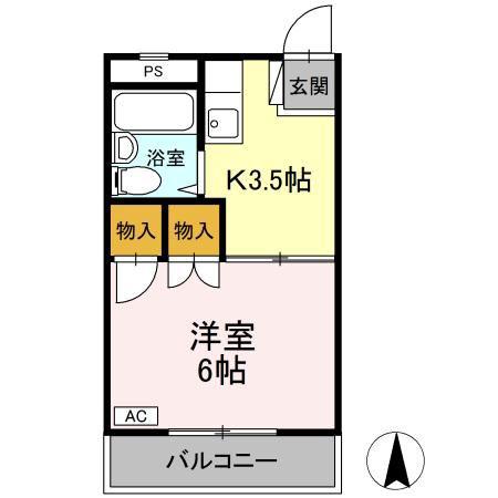 コートハウス坪井(1K/3階)の間取り写真