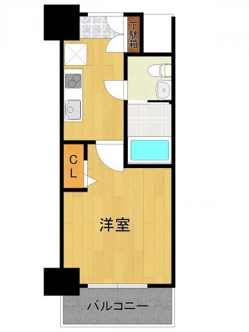 アリビオ立花2(1K/9階)の間取り写真