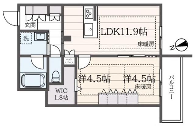 LUPINUS(2LDK/2階)の間取り写真