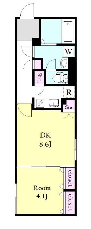  CASA F(1DK/3階)の間取り写真