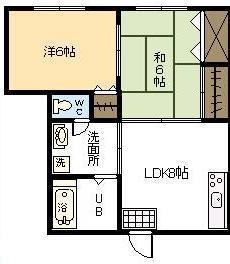 アベニュー小松(2DK/2階)の間取り写真