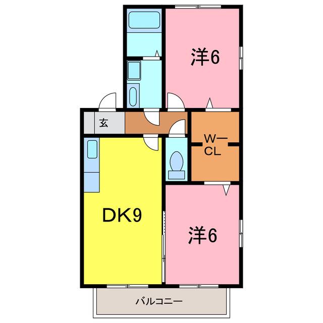 シャトレーヌB棟(2DK/1階)の間取り写真