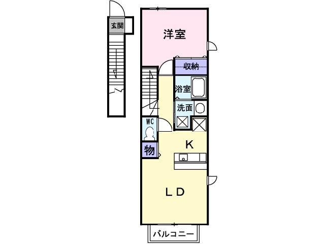 ハイツキララ(1LDK/2階)の間取り写真