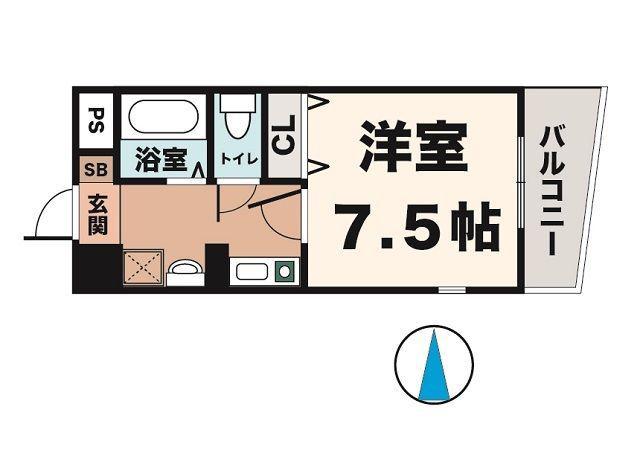 シーショア垂水(1K/4階)の間取り写真