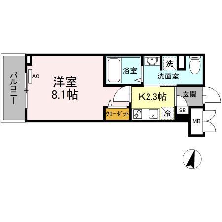 オリヴィエ宝町(1K/4階)の間取り写真