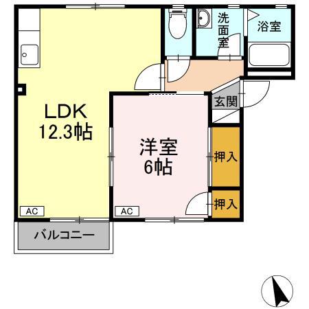 フォーレス浅野(1LDK/1階)の間取り写真