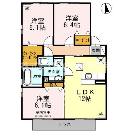 メゾン・ヴェールA・B(3LDK/1階)の間取り写真