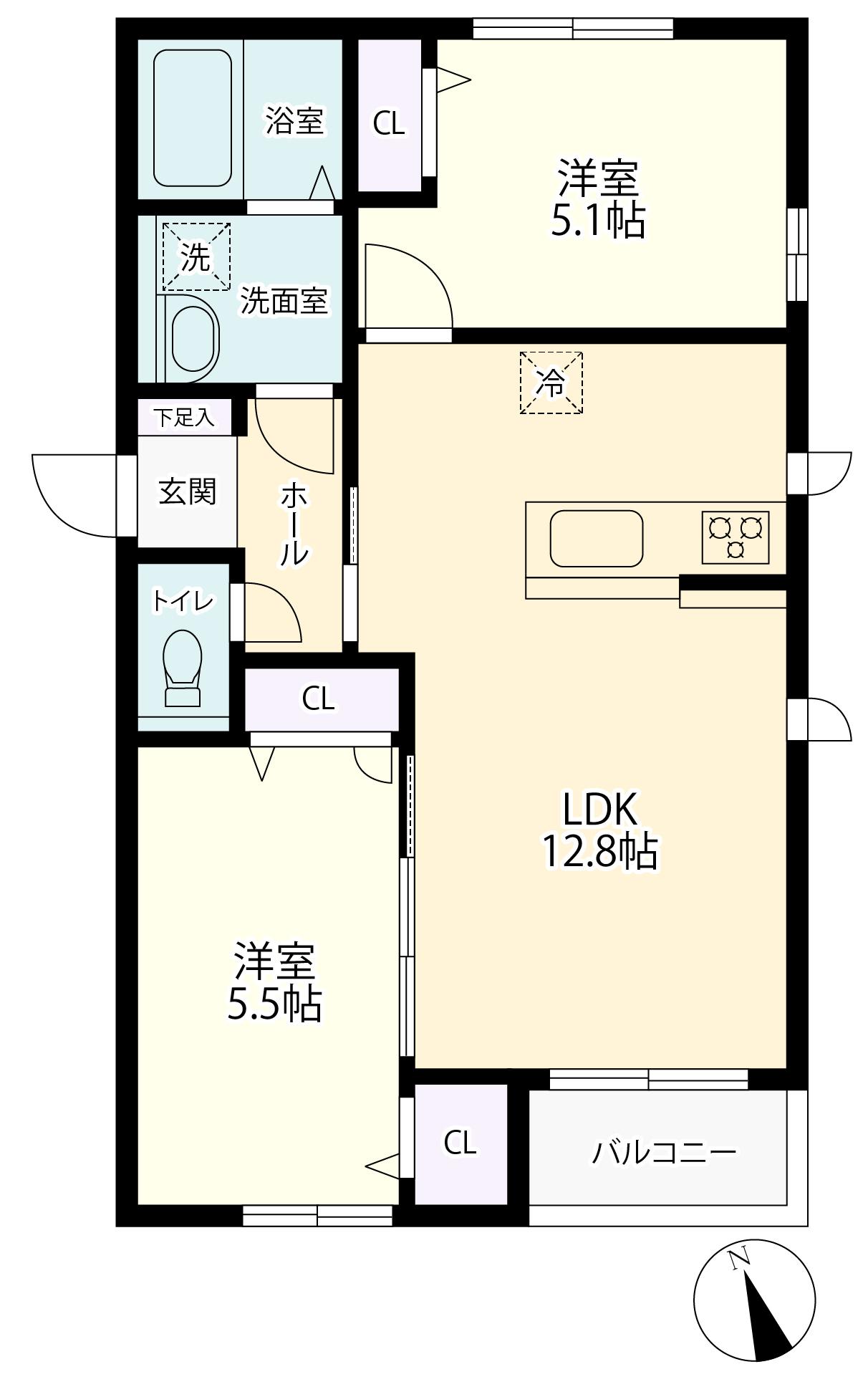 レモーネII(2LDK/1階)の間取り写真