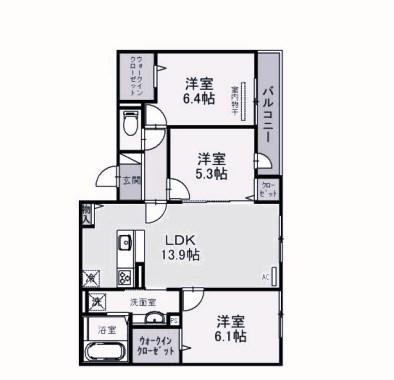 セルクル ブラン(3LDK/3階)の間取り写真