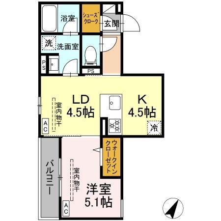 アリアリュクス(1LDK/2階)の間取り写真