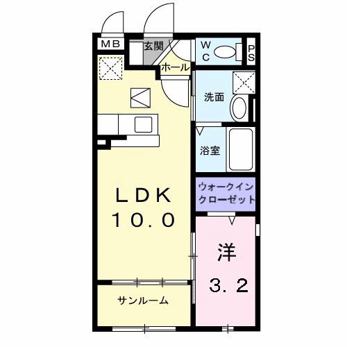 クリスタル ヒルズ(1LDK/1階)の間取り写真