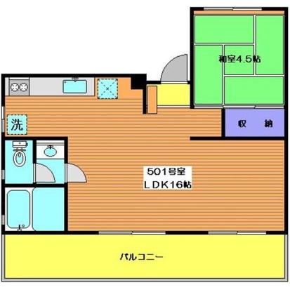 サンパレス(1LDK/5階)の間取り写真