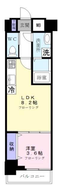 ラチッタ仙川(1LDK/2階)の間取り写真