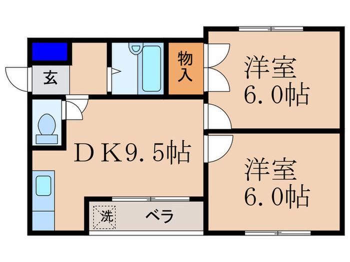 パティオフローラ(2DK/1階)の間取り写真
