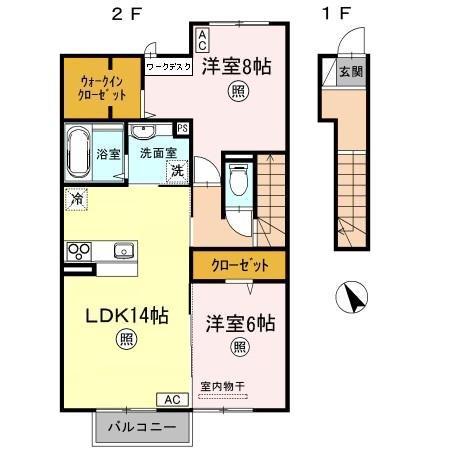 D-ROOM・SW(2LDK/2階)の間取り写真