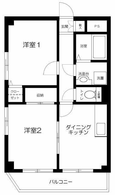 ハイツ東菅野(2DK/2階)の間取り写真
