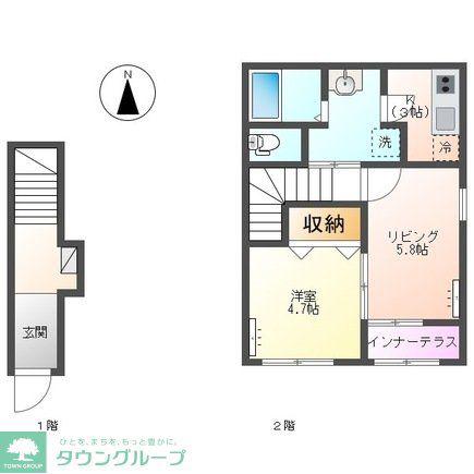 HALELEA・AOBA(1LDK/2階)の間取り写真