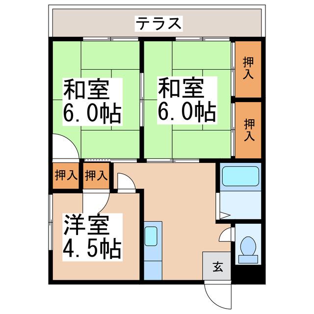 白山ハイツ(3DK/2階)の間取り写真