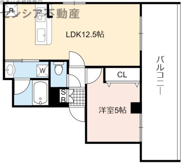 ゼクス鴫野東(1LDK/8階)の間取り写真