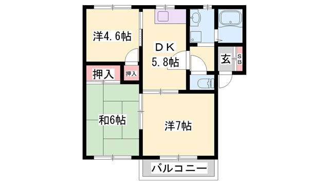 フォーレス舞子橋(3DK/2階)の間取り写真