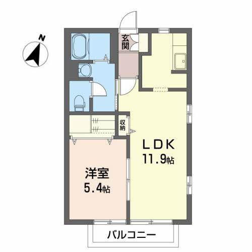 シャンパーニュ勝山(1LDK/2階)の間取り写真