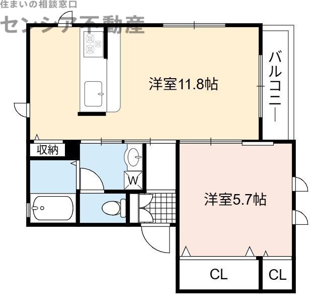 IKメゾン(1LDK/2階)の間取り写真
