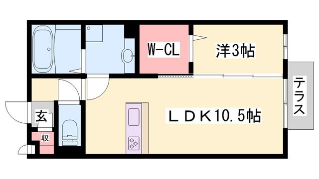 ベルメゾン荒川(1LDK/2階)の間取り写真