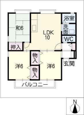 ガーデンタウン花水木A(3LDK/1階)の間取り写真