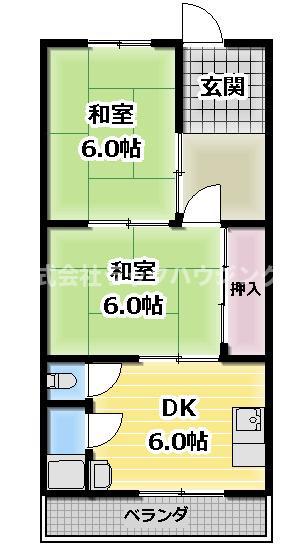 第1西本マンション(2DK/4階)の間取り写真