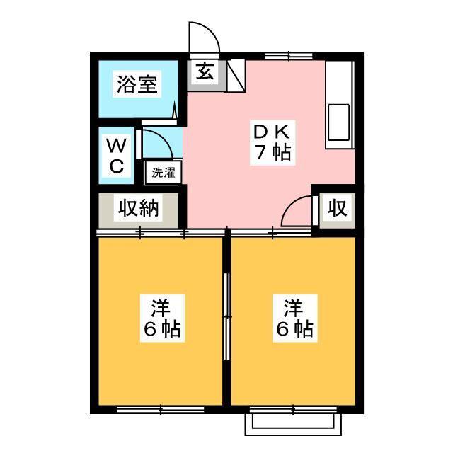 コート平塚B(2DK/2階)の間取り写真